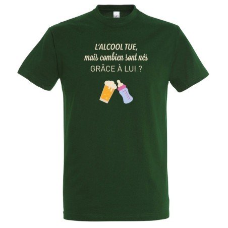 T-SHIRT humoristique L'alcool tue mais combien sont nés grâce à lui