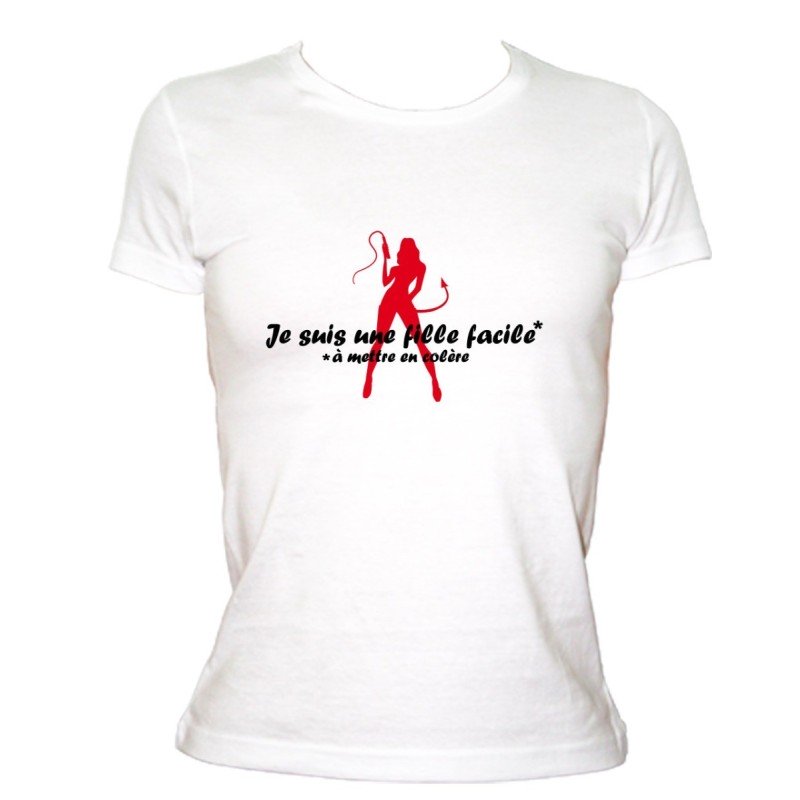 T-SHIRT humoristique  Fille facile à mettre en colère