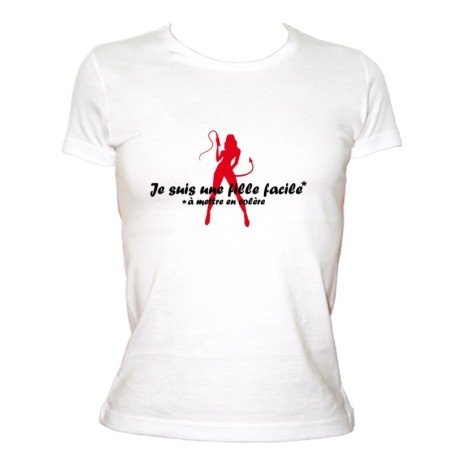 T-SHIRT humoristique  Fille facile à mettre en colère