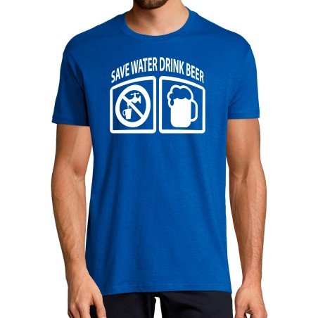 T-SHIRT humoristique logo Save Water Drink Beer