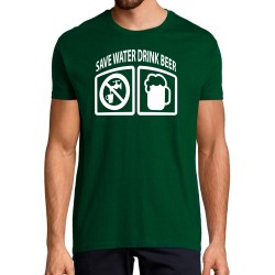 T-SHIRT humoristique logo Save Water Drink Beer