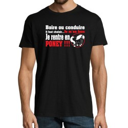 T-SHIRT humoristique Je rentre en Poney