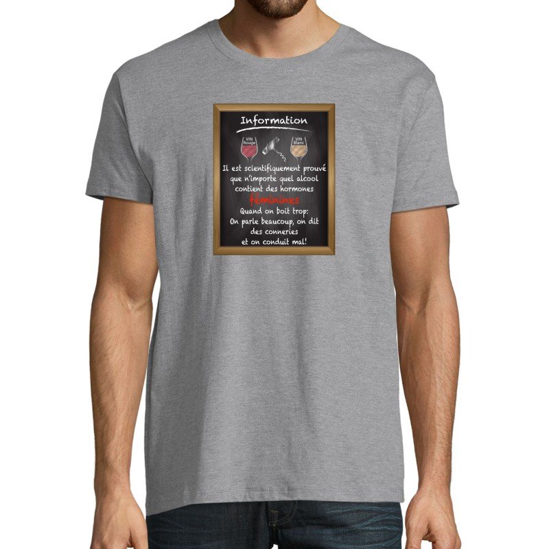 T-SHIRT humoristique L'alcool contient des hormones féminines