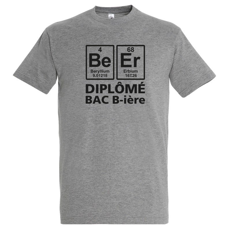 T-SHIRT humoristique Diplomé Bac Bière